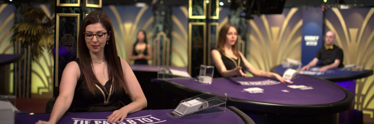 Live dealer blackjack table with professional dealer and HD streaming setup